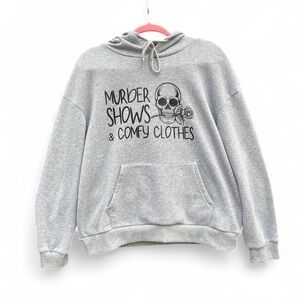 My Favorite Murder Gray Graphic Hoodie with Skull Design